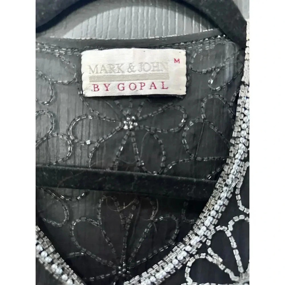 Mark & John Women's Black & Silver Beaded Jacket Size Medium - Picture 2 of 7